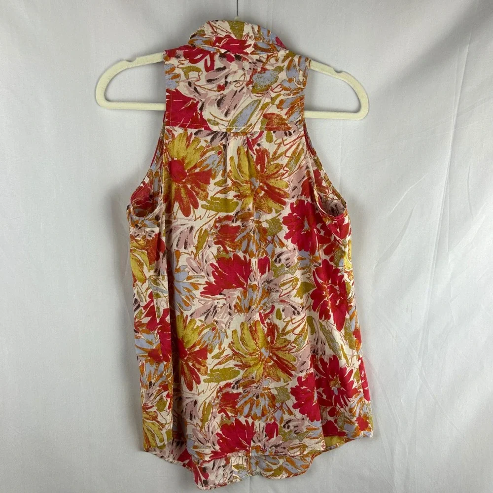Porridge‎ Anthropologie Floral Sleeveless Collared Button Up Shirt Womens Size 4 - Picture 6 of 8